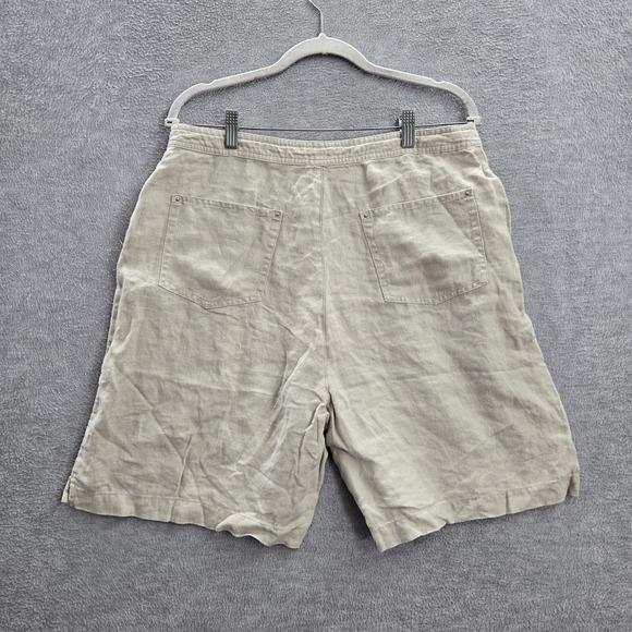 Deane & White‎ Women Shorts 14 Beige Linen Button Drawstring - Picture 7 of 7